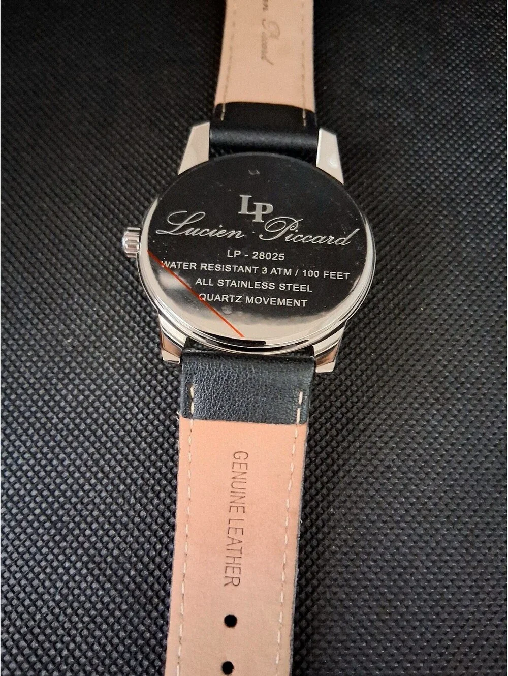 Brand‎ New Lucien Piccard LP-28025 Black Leather Men's Watch